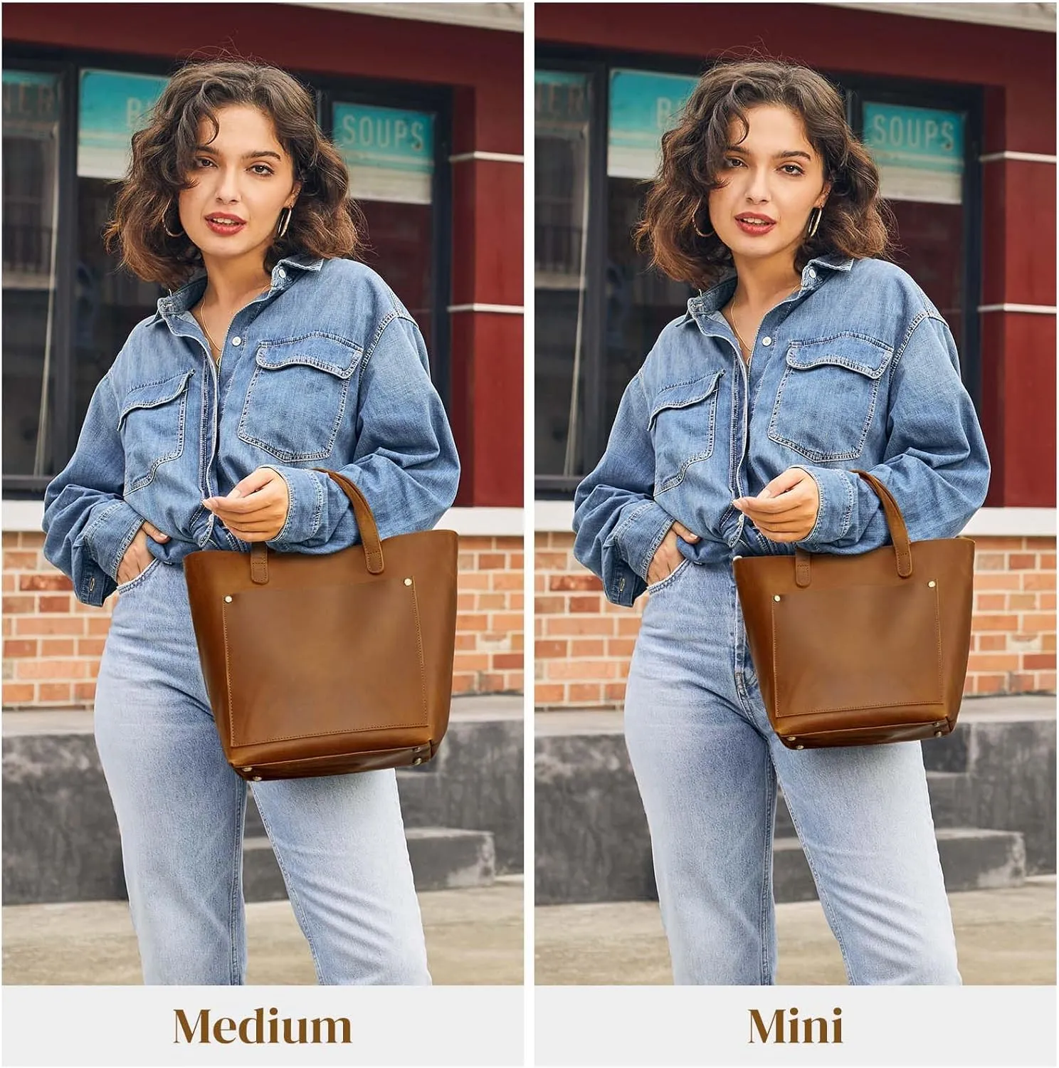 S-ZONE Leather Mini Crossbody Tote Bag Satchel Top-Handle Handbags Shoulder Purses with Inner Pouch