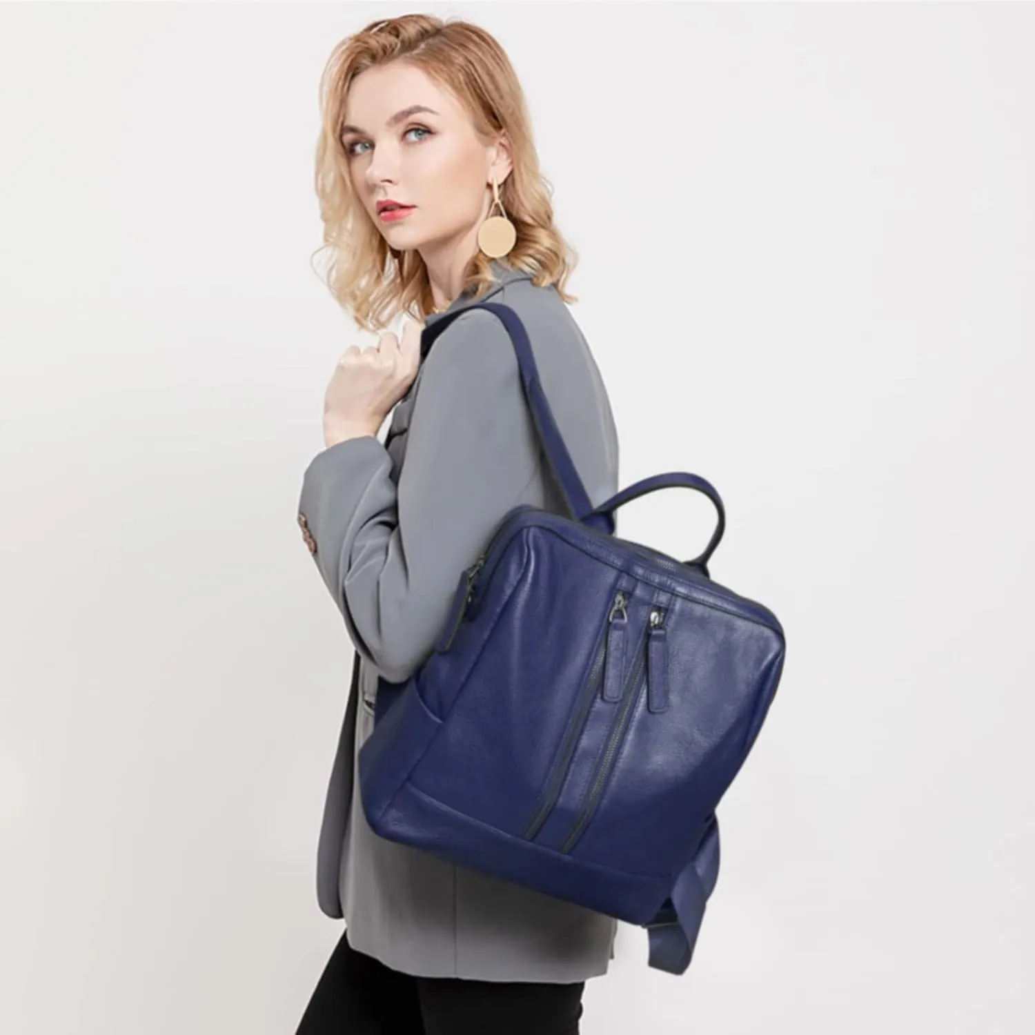 S-ZONE Women Genuine Leather Backpack Casual Convertible Shoulder Bag Purse
