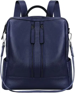 S-ZONE Women Genuine Leather Backpack Casual Convertible Shoulder Bag Purse