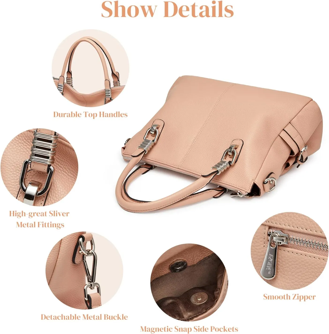 S-ZONE Women Genuine Leather Handbag Shoulder Purse Satchel Tote Crossbody Bag