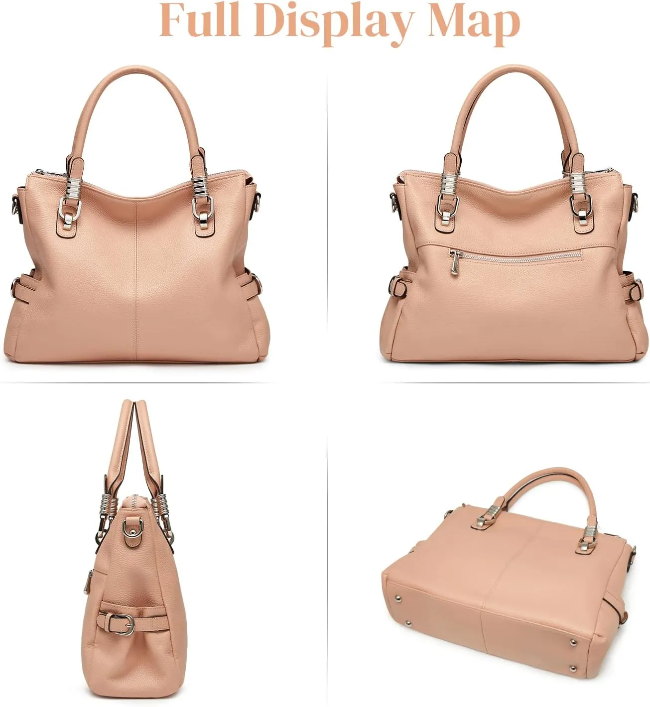 S-ZONE Women Genuine Leather Handbag Shoulder Purse Satchel Tote Crossbody Bag