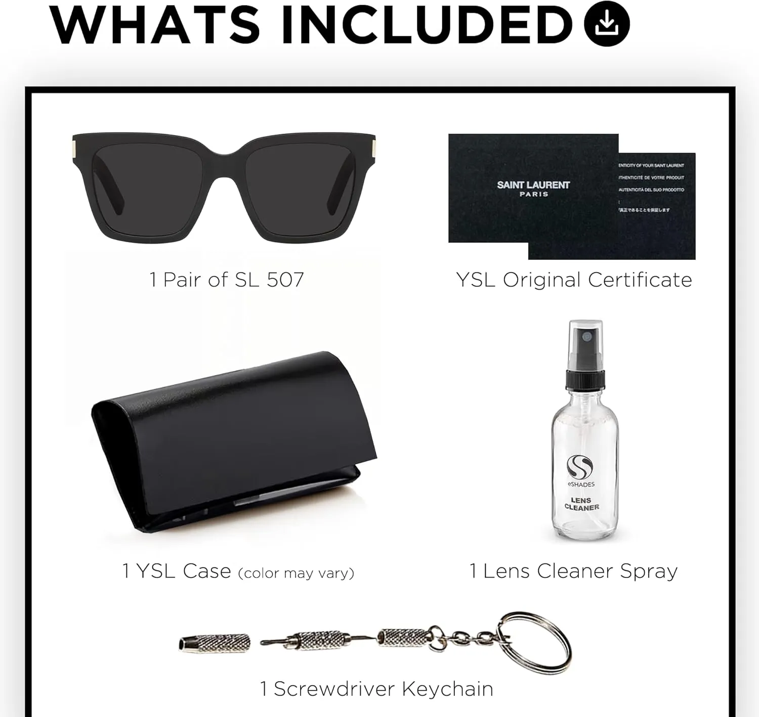 SAINT LAURENT SL 507 rectangular shape Sunglasses   Bundle with eSHADES Luxury Eyewear Kit