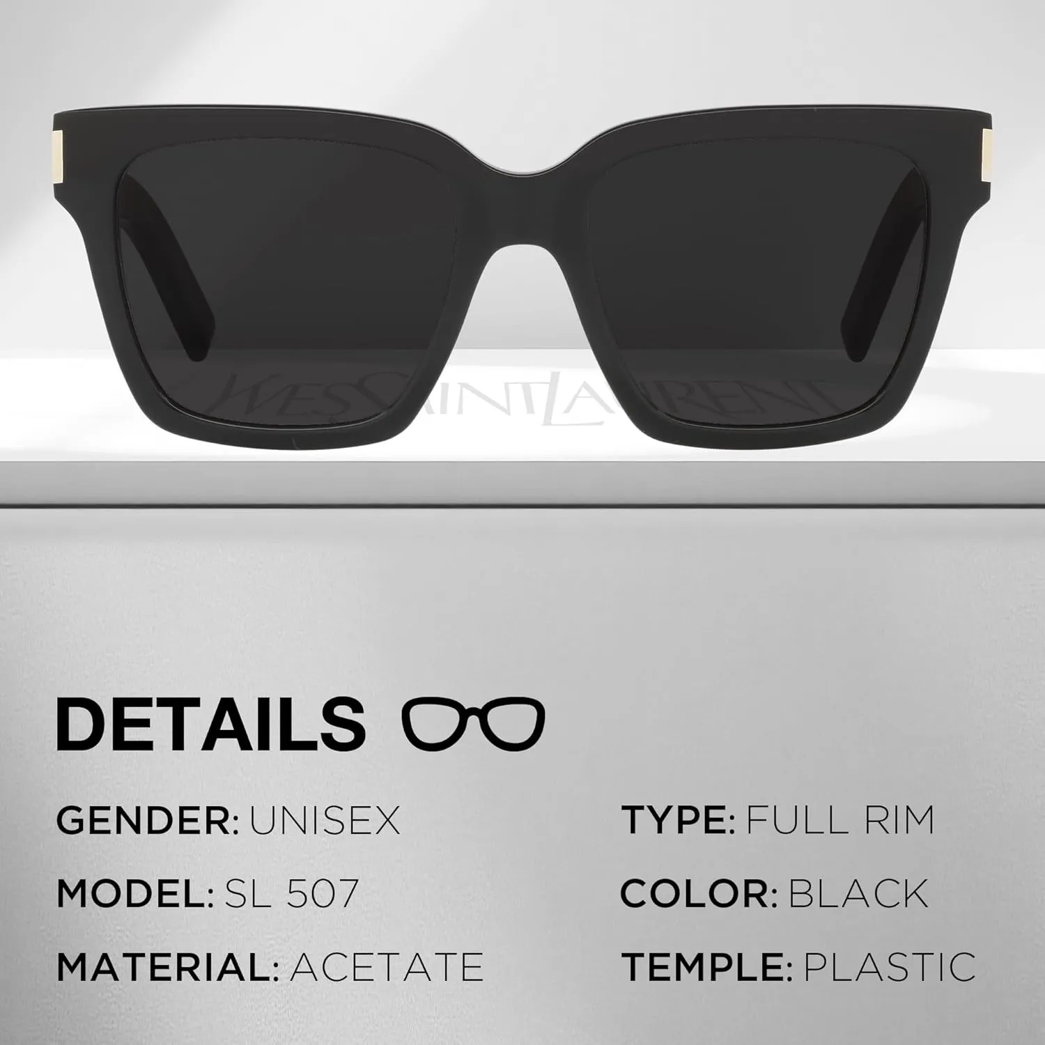 SAINT LAURENT SL 507 rectangular shape Sunglasses   Bundle with eSHADES Luxury Eyewear Kit
