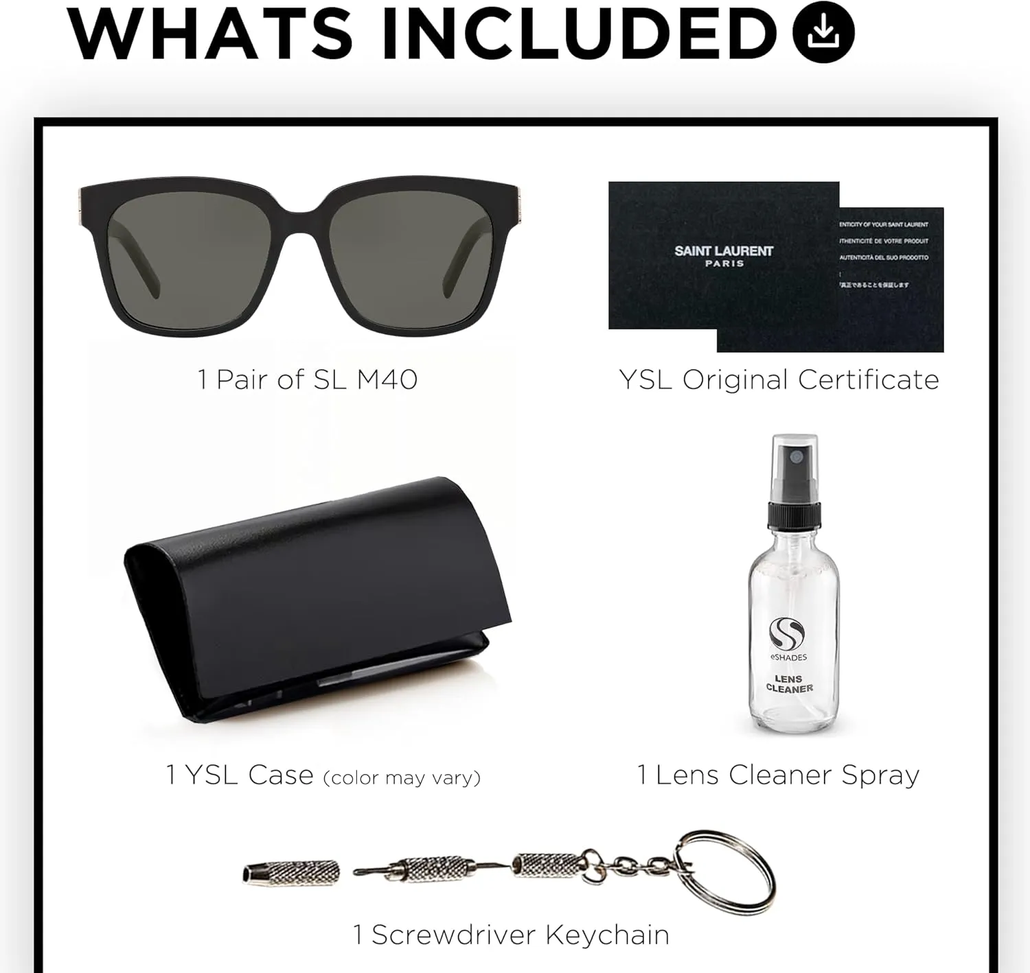 SAINT LAURENT SL M40 rectangular shape Sunglasses   Bundle with eSHADES Luxury Eyewear Kit