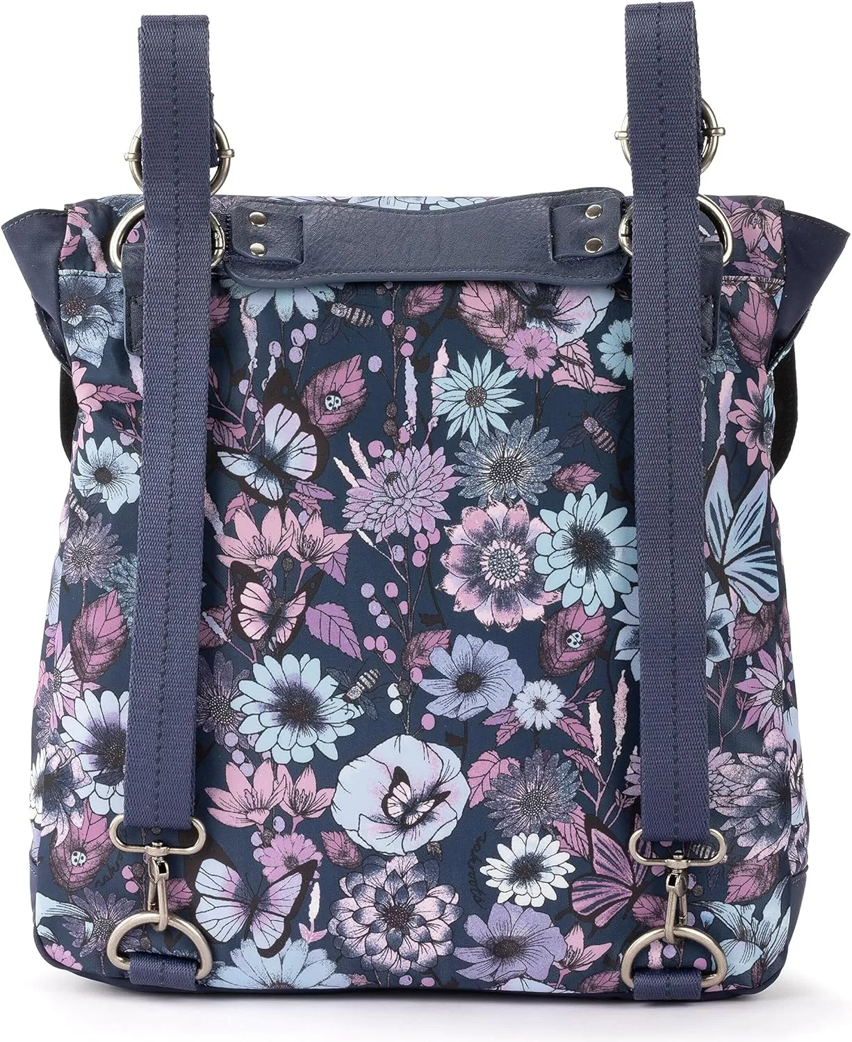 Sakroots Olympic Convertible Backpack in Eco Twill, Adjustable Strap, Sky In Bloom