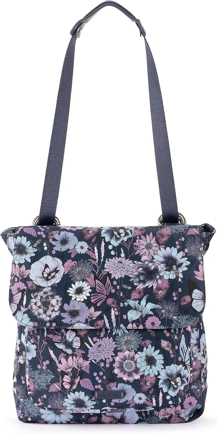 Sakroots Olympic Convertible Backpack in Eco Twill, Adjustable Strap, Sky In Bloom