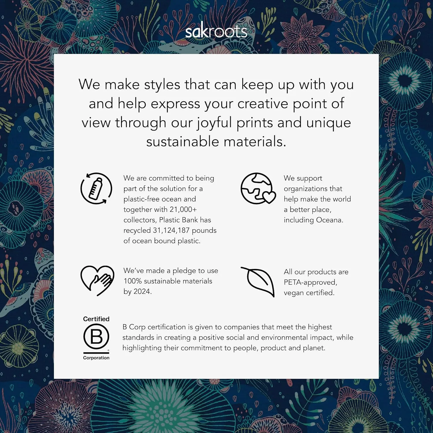 Sakroots Olympic Convertible Backpack in Eco Twill, Adjustable Strap, Sky In Bloom