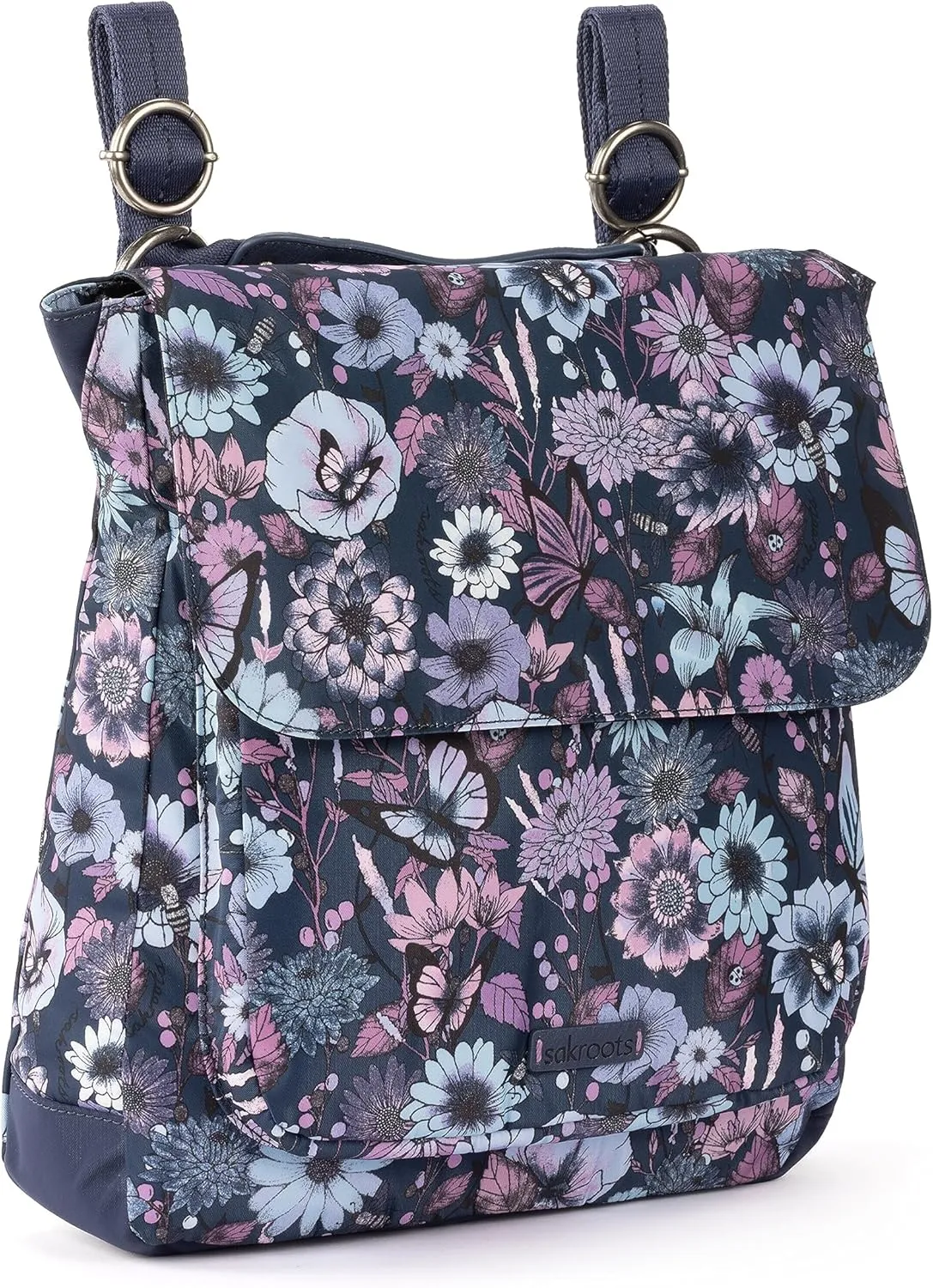 Sakroots Olympic Convertible Backpack in Eco Twill, Adjustable Strap, Sky In Bloom