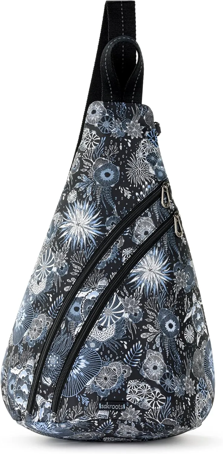 Sakroots On The Go Large Sling Backpack in Eco-Twill, Convertible Crossbody Bag, Midnight Seascape