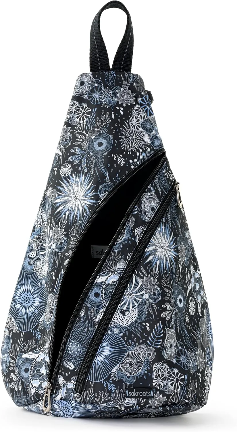 Sakroots On The Go Large Sling Backpack in Eco-Twill, Convertible Crossbody Bag, Midnight Seascape