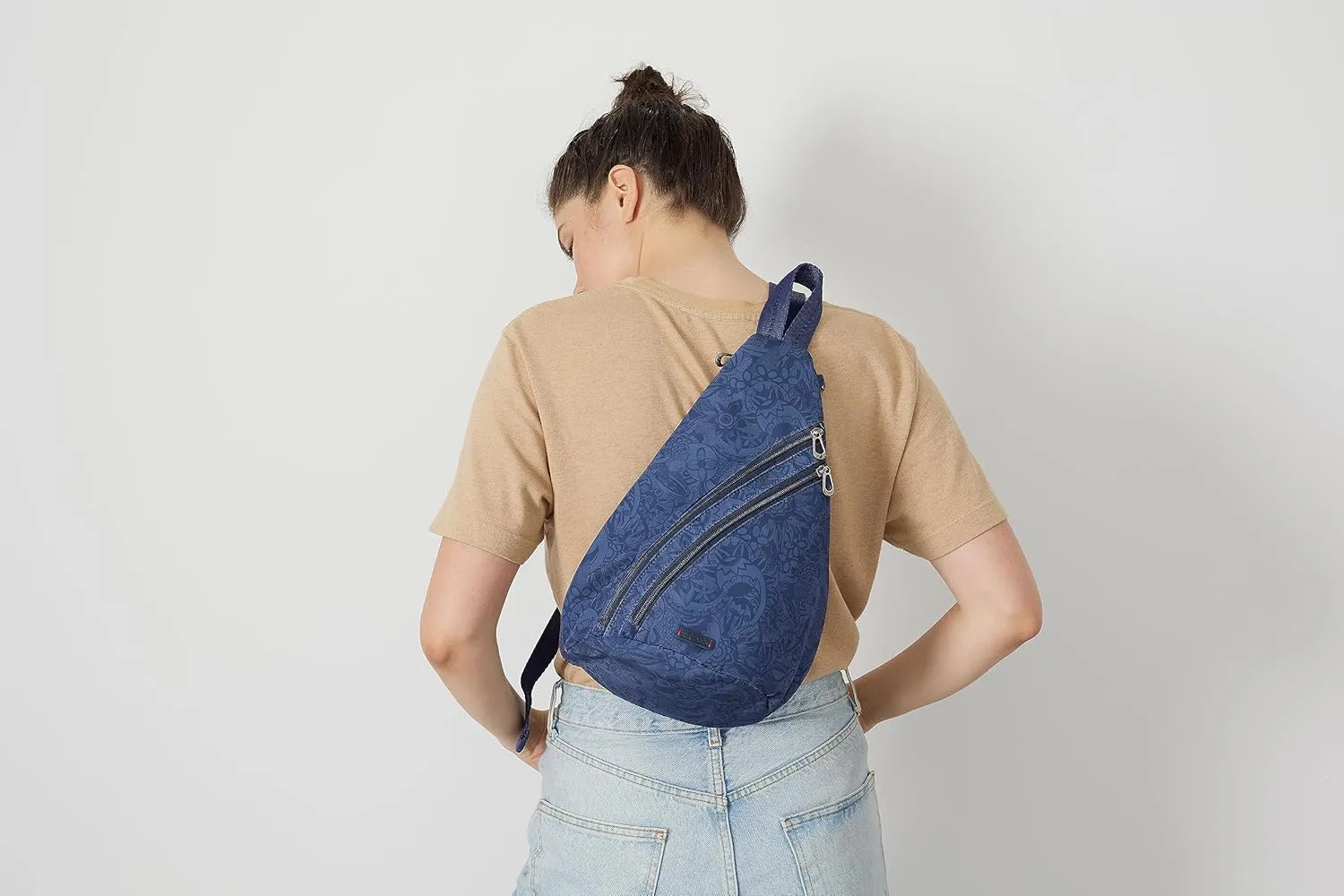 Sakroots On The Go Large Sling Backpack in Eco-Twill, Convertible Crossbody Bag, Midnight Seascape