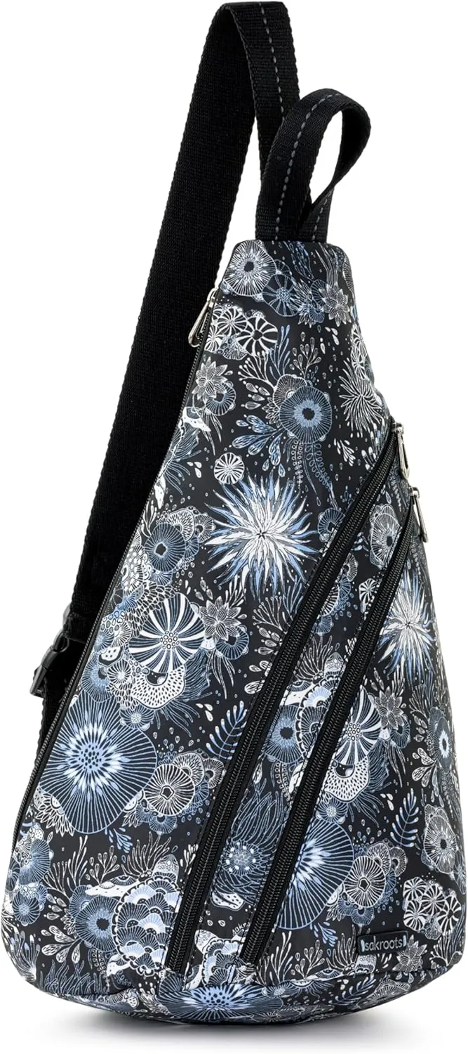 Sakroots On The Go Large Sling Backpack in Eco-Twill, Convertible Crossbody Bag, Midnight Seascape