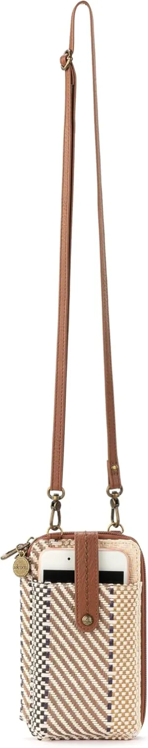 Sakroots Salinas Fabric from Recycled Materials Smartphone Crossbody, Tobacco Batik World Woven