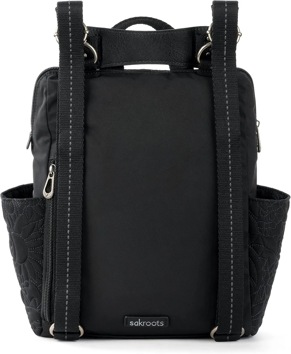 Sakroots womens Eco-twill Eco Twill Loyola Small Convertible Backpack, Quilted Black Spirit Desert, One Size US