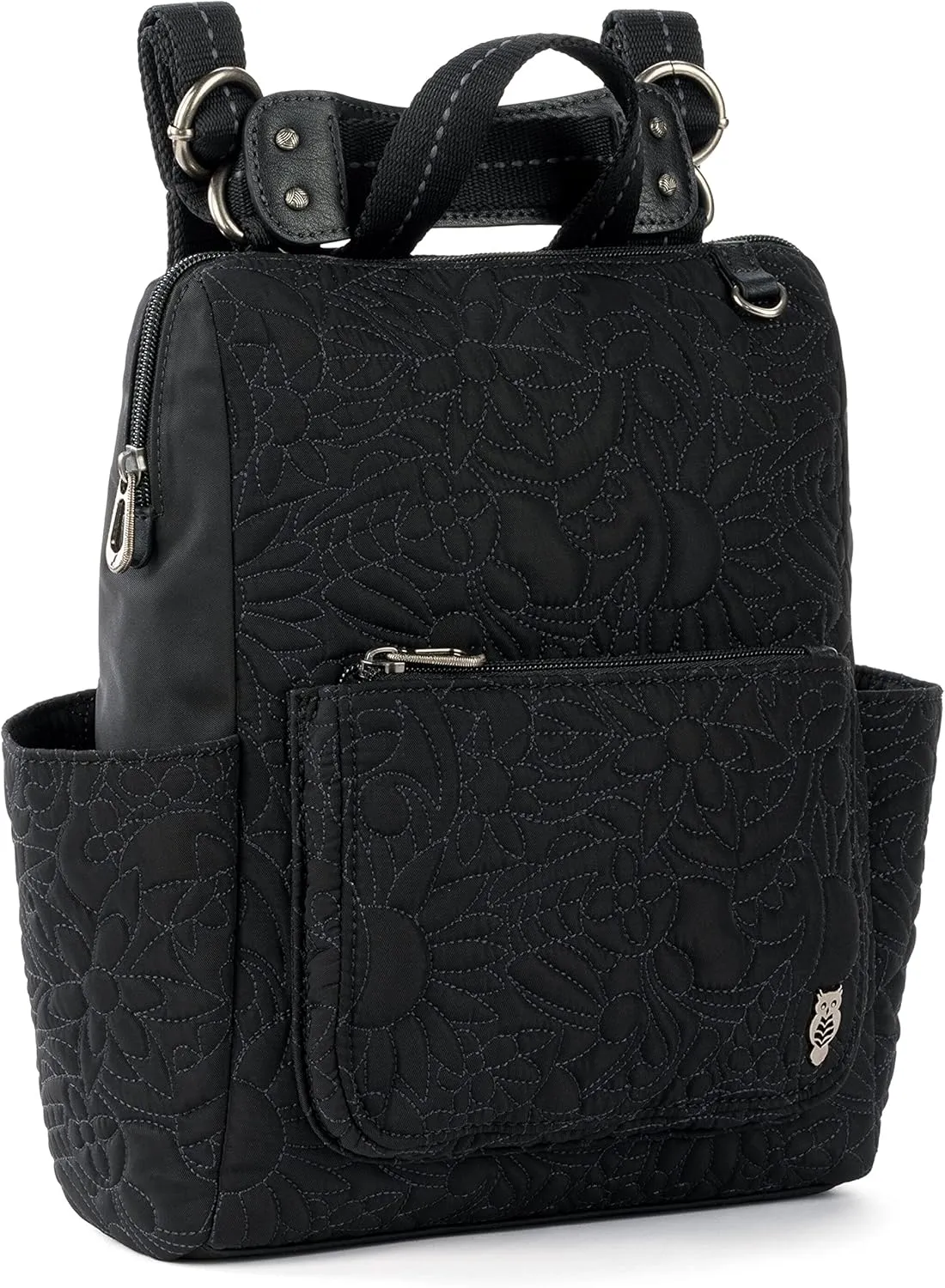 Sakroots womens Eco-twill Eco Twill Loyola Small Convertible Backpack, Quilted Black Spirit Desert, One Size US