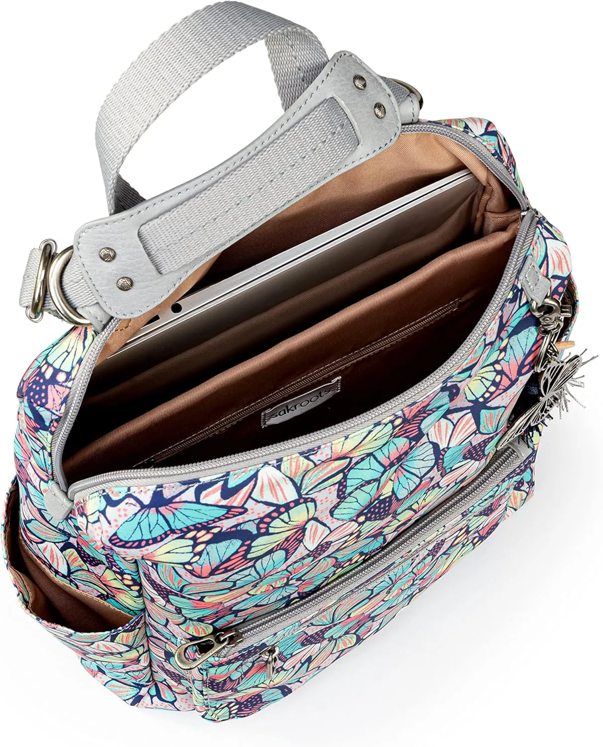 Sakroots Women's Eco-Twill Loyola Convertible Backpack, Navy Butterfly Bloom, One Size