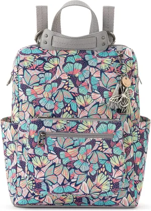 Sakroots Women's Eco-Twill Loyola Convertible Backpack, Navy Butterfly Bloom, One Size