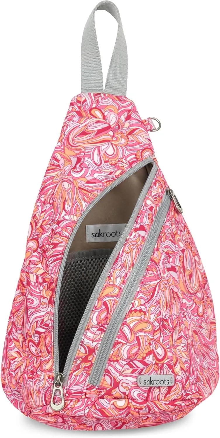Sakroots Women's Go Sling Backpack, Sorbet Treehouse, 9IN x 6IN x 15IN