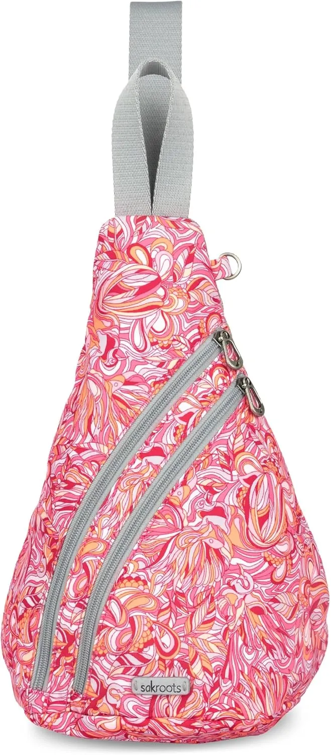 Sakroots Women's Go Sling Backpack, Sorbet Treehouse, 9IN x 6IN x 15IN