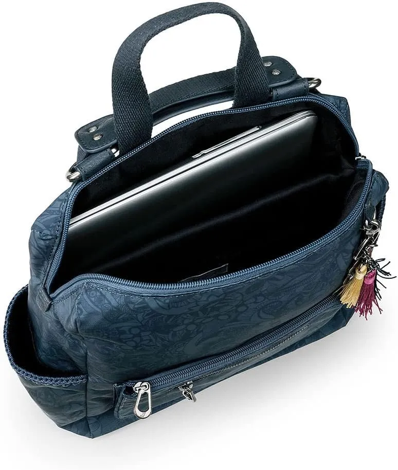 Sakroots Women's Loyola Backpack in Eco-Twill, Adjustable Crossbody Strap, Multifunctional Bag with Laptop Compartment, Convertible Purse, Indigo Spirit Desert, One Size