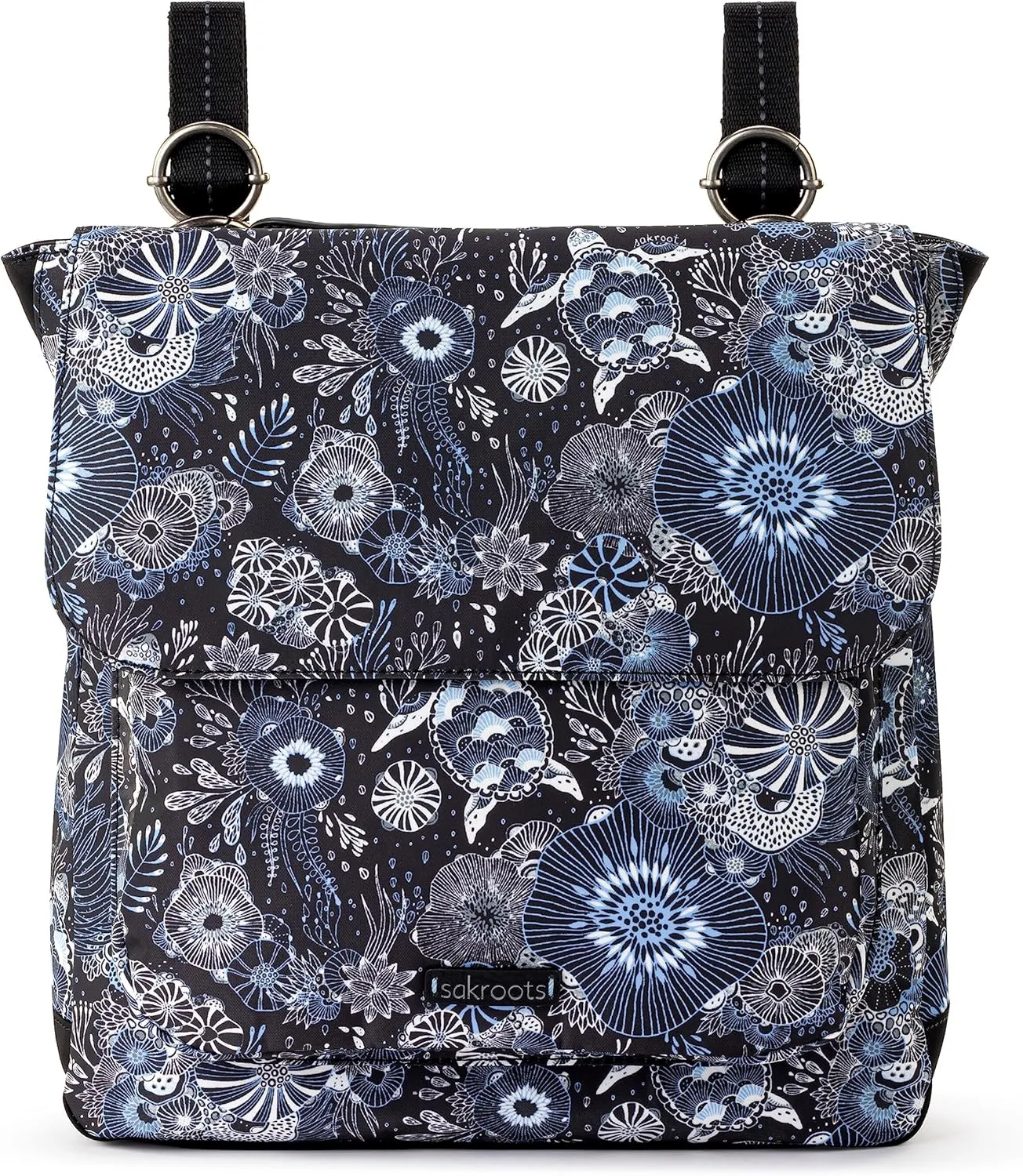 Sakroots Women's Olympic Convertible Backpack, Midnight Seascape, 13IN x 3IN x 12.5IN