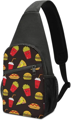 Salami Pizza Slices Potato Sandwiches Hot Dogs Crossbody Sling Bags Chest Shoulder Backpack DayPack Handbag