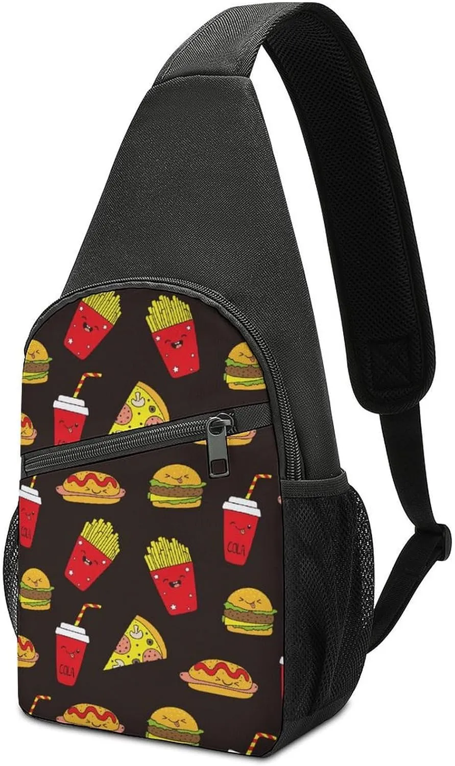 Salami Pizza Slices Potato Sandwiches Hot Dogs Crossbody Sling Bags Chest Shoulder Backpack DayPack Handbag