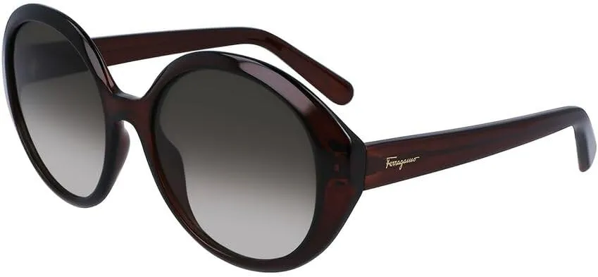 Salvatore Ferragamo Grey gradient Oval Ladies Sunglasses SF1067S 210 57, Crystal Brown