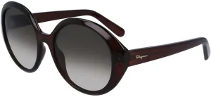 Salvatore Ferragamo Grey gradient Oval Ladies Sunglasses SF1067S 210 57, Crystal Brown