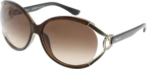 Salvatore Ferragamo Oval Sunglasses SF600S 220 Brown/Gold 61mm 600