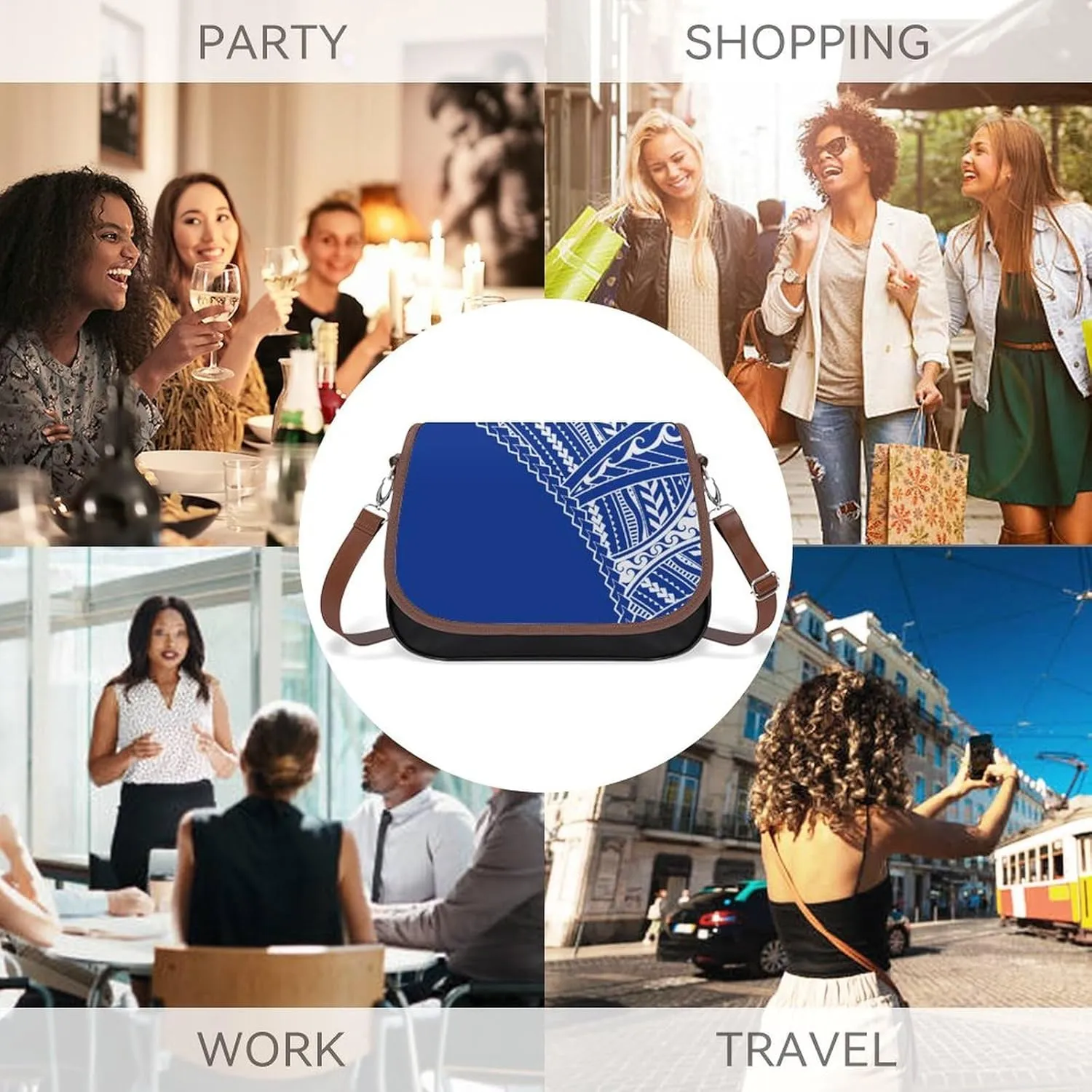 Samoa Island Tribe Design Women'S Bag Fashion Durable Polynesian Leather Crossbody Bag Custom Pattern
