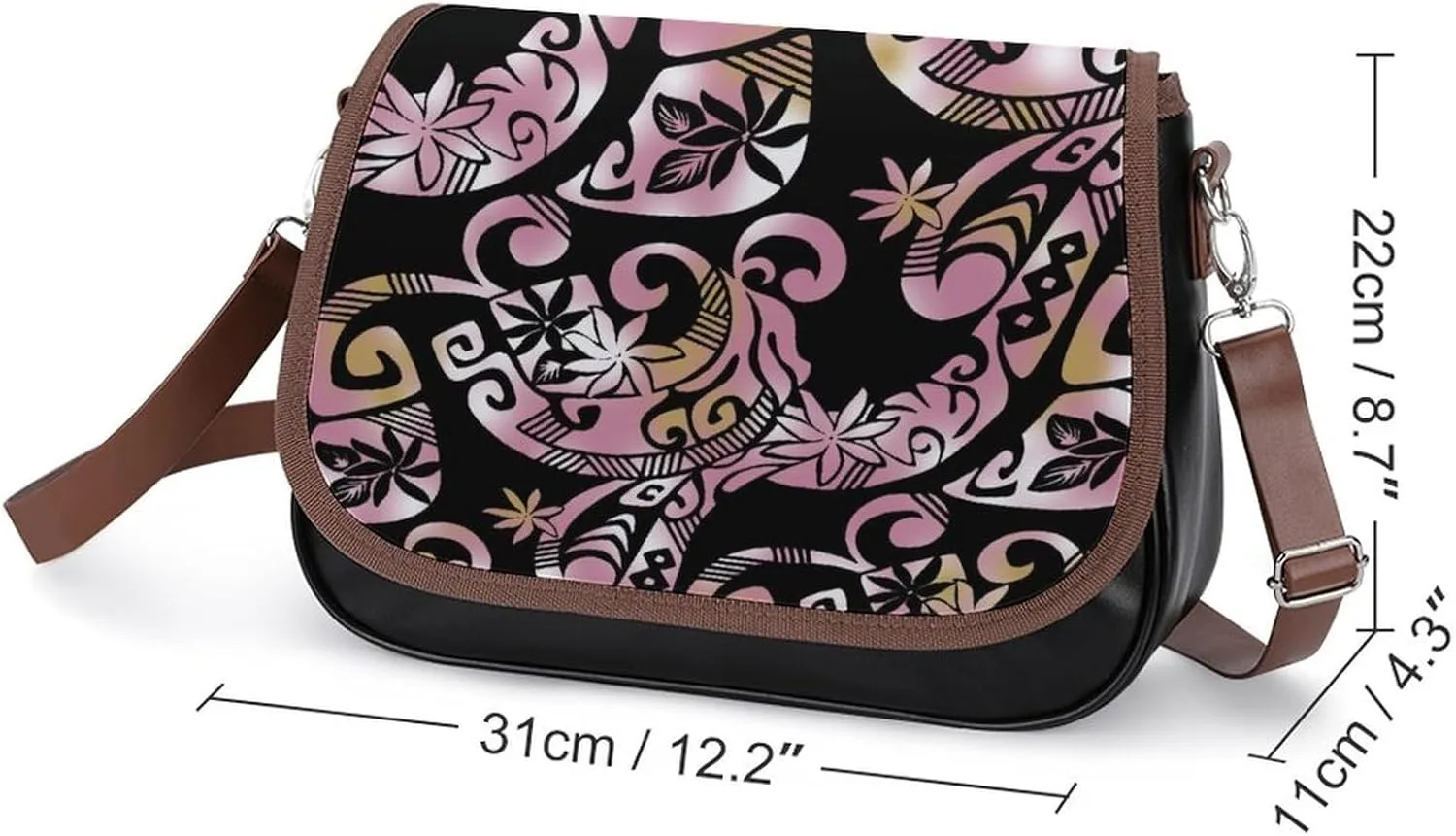Samoa Island Tribe Design Women'S Bag Fashion Durable Polynesian Leather Crossbody Bag Custom Pattern