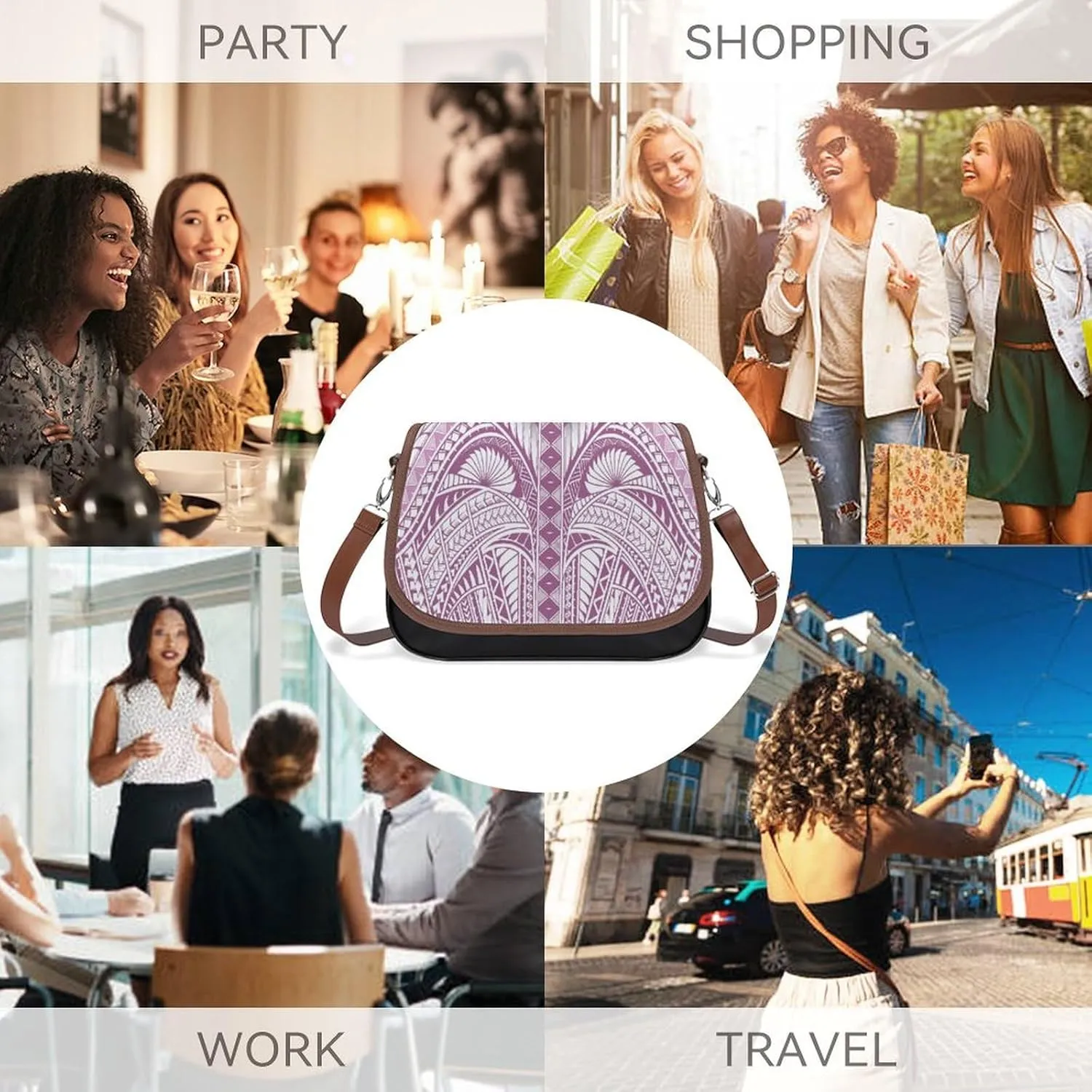 Samoa Island Tribe Design Women'S Bag Fashion Durable Polynesian Leather Crossbody Bag Custom Pattern