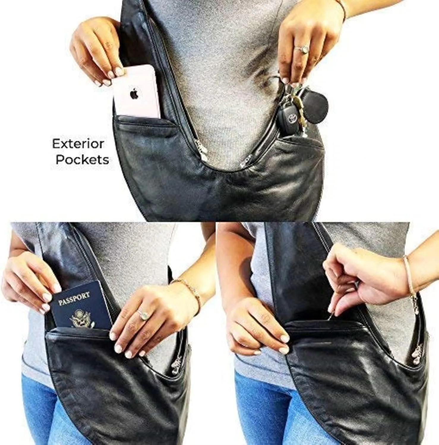SASH Crossbody Bag - Genuine or Faux Leather Purse for Women - Travel Sling Bag with FRID-Protected Wallet