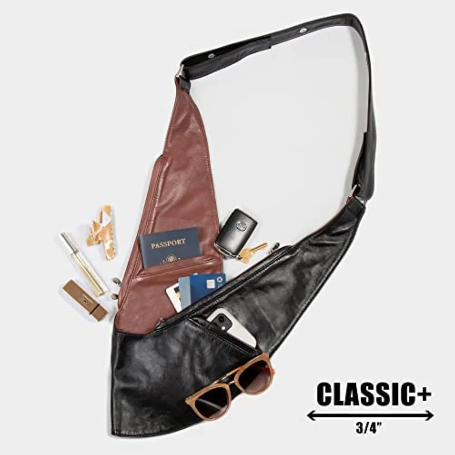 SASH Crossbody Bag - Genuine or Faux Leather Purse for Women - Travel Sling Bag with FRID-Protected Wallet