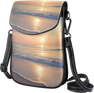 Satchel Bag Beach Scene Sunset Landscape Purse Crossbody Leather Messenger Bag For Women