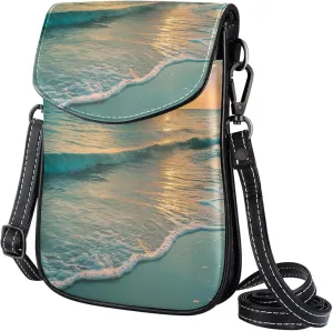 Satchel Bag Beach Scene Sunset Landscape Purse Crossbody Leather Messenger Bag For Women