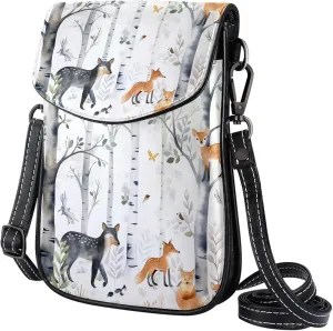 Satchel Bag Birch Tree Deers Purse Crossbody Leather Messenger Bag For Women