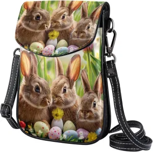 Satchel Bag Bunnies Tulips Flowers Butterfly Purse Crossbody Leather Messenger Bag For Women