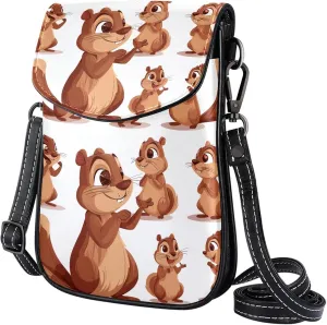 Satchel Bag Cute Chipmunk Set Purse Crossbody Leather Messenger Bag For Women