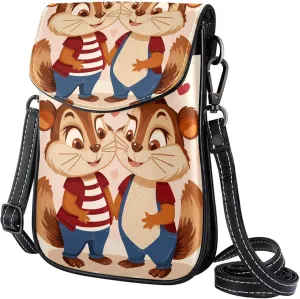 Satchel Bag Cute Chipmunks Couple Purse Crossbody Leather Messenger Bag For Women