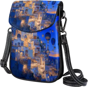 Satchel Bag Hot Air Balloons Scene Purse Crossbody Leather Messenger Bag For Women