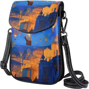 Satchel Bag Hot Air Balloons Scene Purse Crossbody Leather Messenger Bag For Women