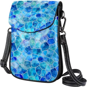 Satchel Bag Mosaic Blue Patterns Purse Crossbody Leather Messenger Bag For Women