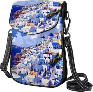 Satchel Bag Santorini Scene Purse Crossbody Leather Messenger Bag For Women