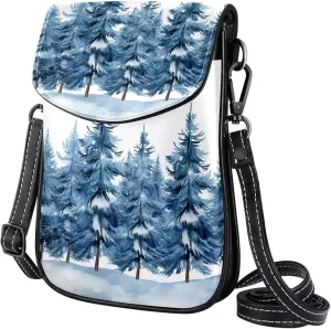 Satchel Bag Watercolor Coniferous Purse Crossbody Leather Messenger Bag For Women