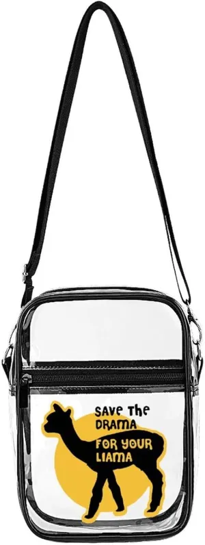 Save The Drama for You Llama Unisex Small Crossbody Bags Transparent Shoulder Bag Adjustable Strap Sling Bag