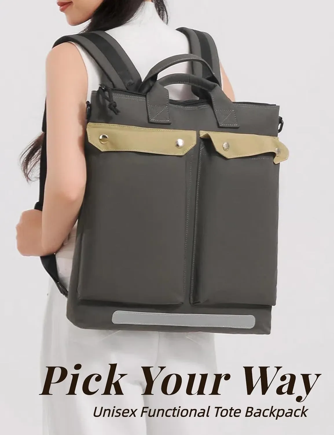 Schkleier Men Women Convertible Backpack, Large Laptop Tote Purse, Daypack Rucksack, Light weight Bookbag for Work, Casual, College, Commuter, Travel
