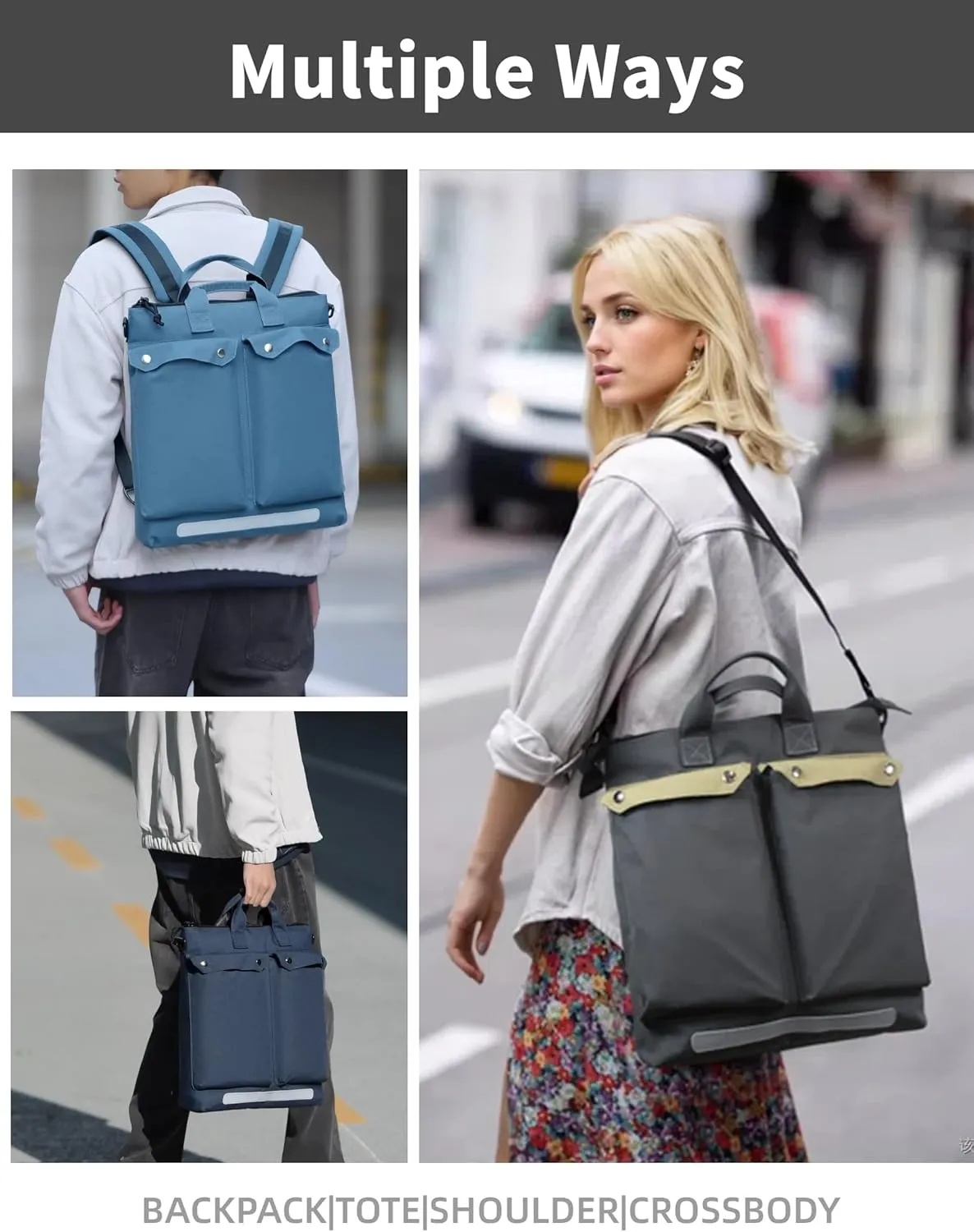 Schkleier Men Women Convertible Backpack, Large Laptop Tote Purse, Daypack Rucksack, Light weight Bookbag for Work, Casual, College, Commuter, Travel