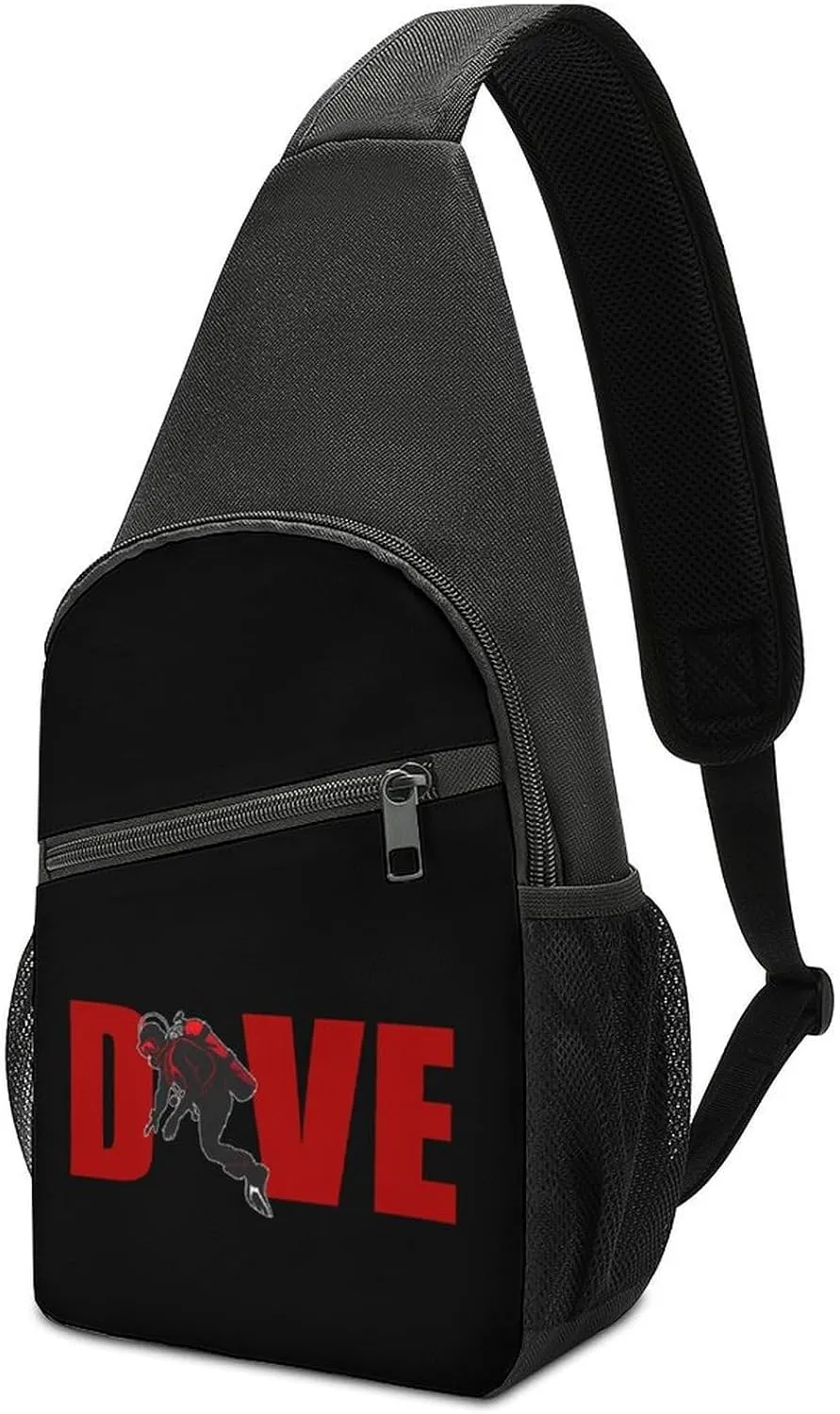 Scuba Diving Diver Sling Bag Travel Daypack Crossbody Shoulder Backpack for Hiking Cycling